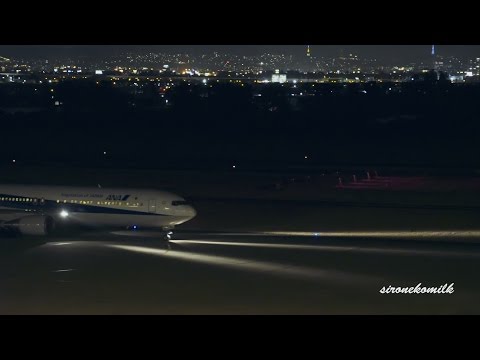 仙台空港夜景 飛行機離着陸動画 Night Plane Spotting at Japan Sendai Airport 旅客機 Airliner Landing &amp; Take off