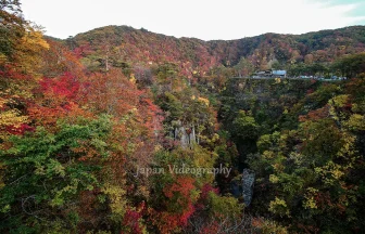 断崖絶壁のV字型峡谷の紅葉が美しい鳴子峡
