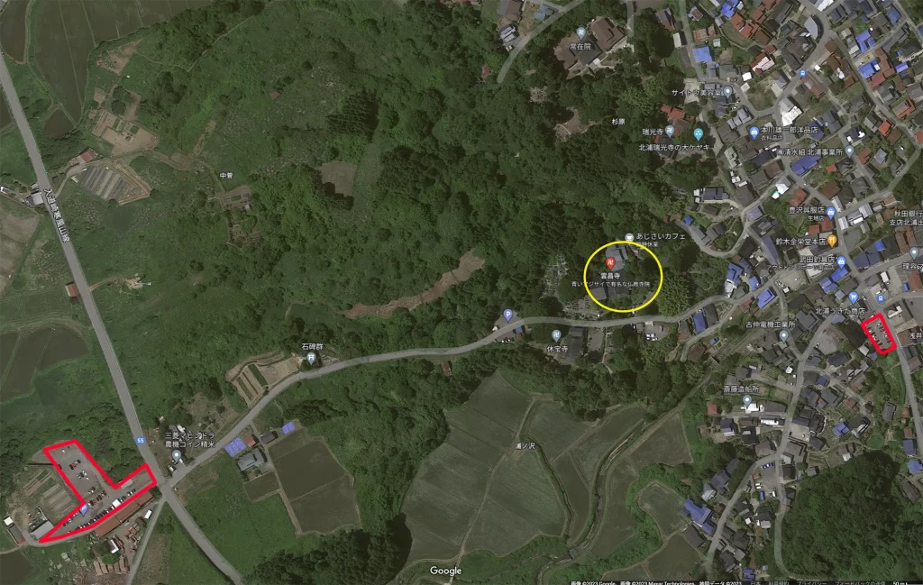 男鹿のアジサイ寺・雲昌寺の駐車場と地図