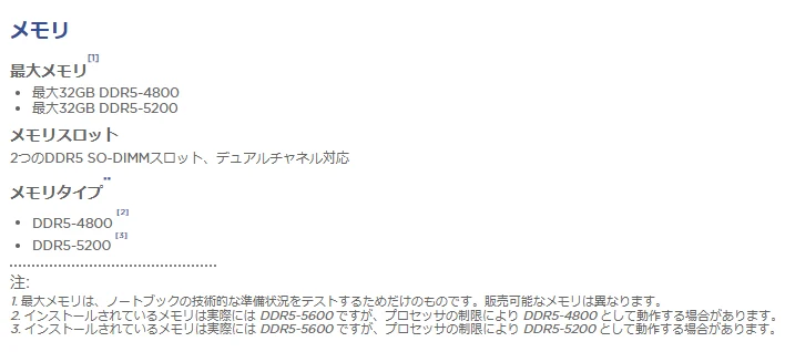 lenovoノートPC loq 15irh8に搭載可能なDRAM容量