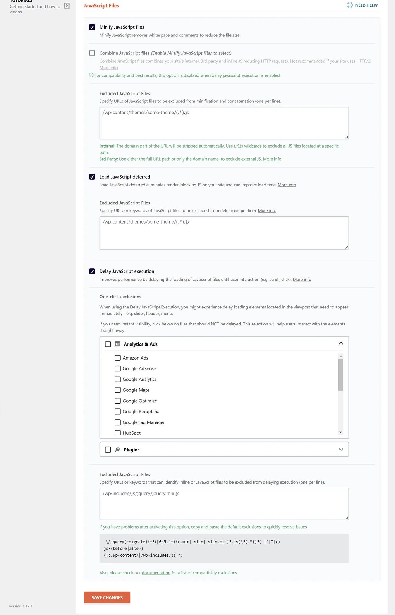 WP Rocket File Optimization JavaScript Fileの設定